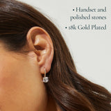 NADRI Cushion Cut CZ Leverback Earrings, 18K Gold Plated