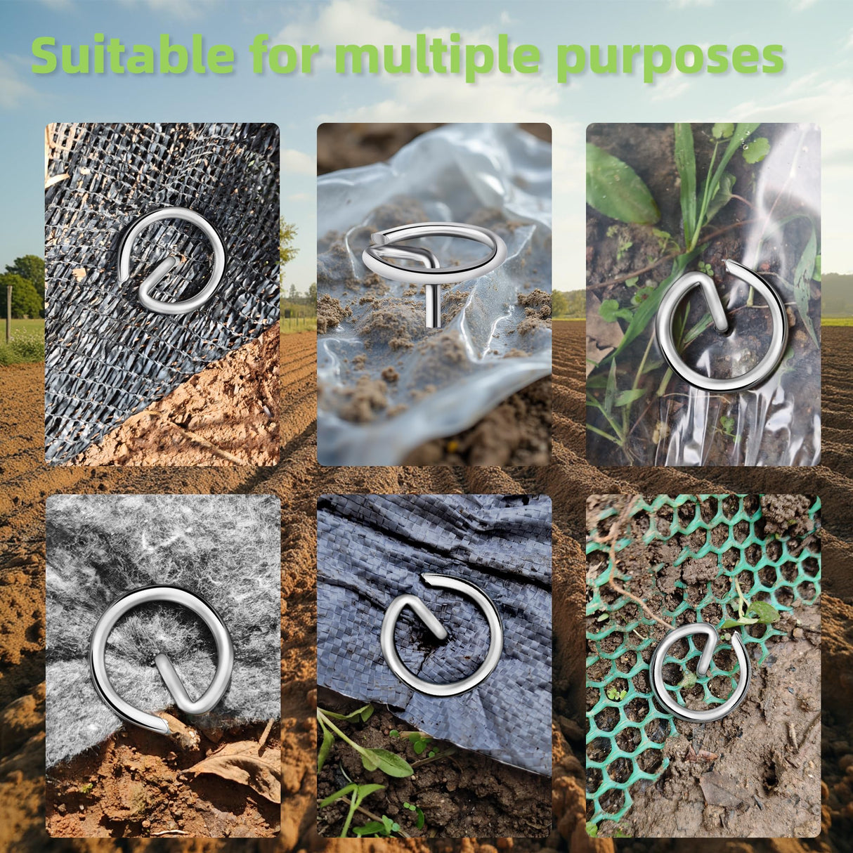 60Pcs Thick 8 Gauge 0.16 in Circle Top Landscape Fabric Pins Hard Holding,6 Inch Galvanized Landscape Fabric Stakes, for Tent, Weed Barrier Fabric, Plant Cover,Landscape Pins Stronger Not Easy Bend