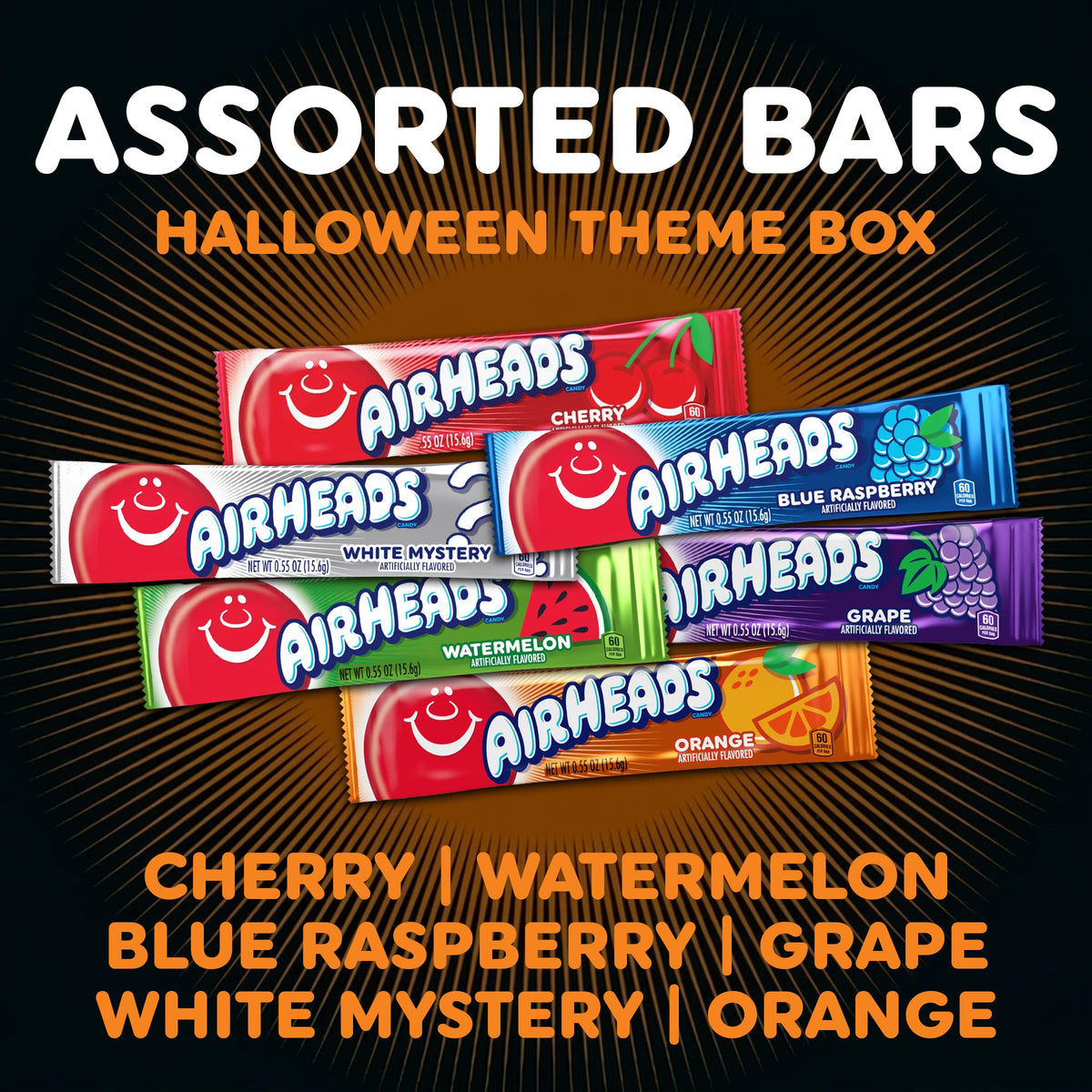 Airheads Full-Size Candy Bars, Halloween Variety Pack, 90 Count Box