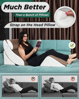 Lunix 4pcs Orthopedic Bed Wedge Pillow Set, Post Surgery Memory Foam for Back, Knee, Leg Pain Relief, Adjustable Sitting Pillow for Sleeping, Acid Reflux, GERD, with Hot Cold Pack, Brown/White