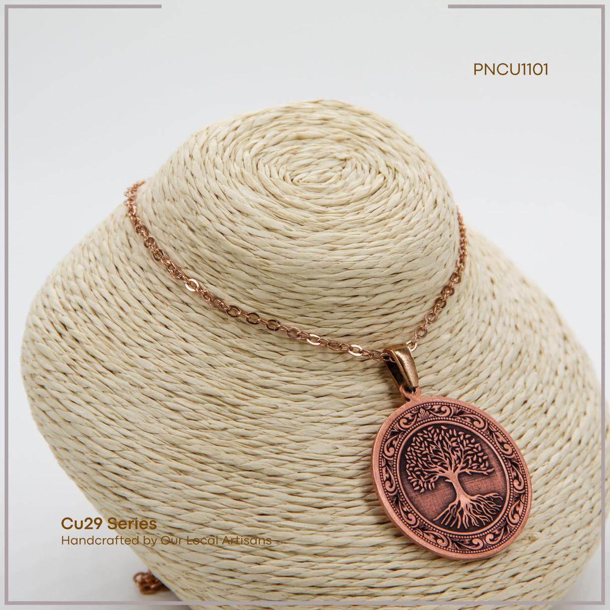 acycraft Tree of Life Pure Copper Pendant Necklace, Engraved Round Medallion (1.2”), 20.5” Stainless Steel Chain, Gift-Boxed | Aspendos