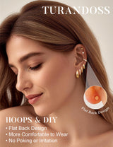 TURANDOSS Hypoallergenic Gold Hoop Earring Sets for Women Girls No Tarnish