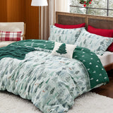 Bedsure King Size Christmas Duvet Cover - Green Forest Holiday Bedding Set, 5-Piece Collection Includes 1 Duvet Cover, 2 Pillow Shams, 1 Throw Blanket, and 1 Decorative Pillow (King, Green Forest)