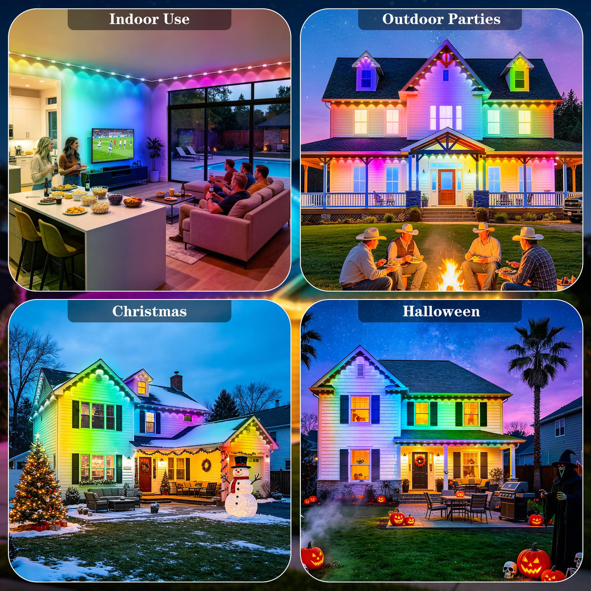 LADIKAKA 200FT Permanent Outdoor Lights,RGB+IC App ControlRemote, IP67 Waterproof Lighting,Outdoor Lights for Chasing Lights,Garden Decor,House,Party,Holiday,Smart
