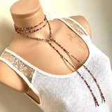 Colorful Bead Necklace, Long Tie Choker, Wrap Necklace, Wrap Seed bead, Lariat Necklace, Christmas Gift Woman, Wrapped Beaded Choker