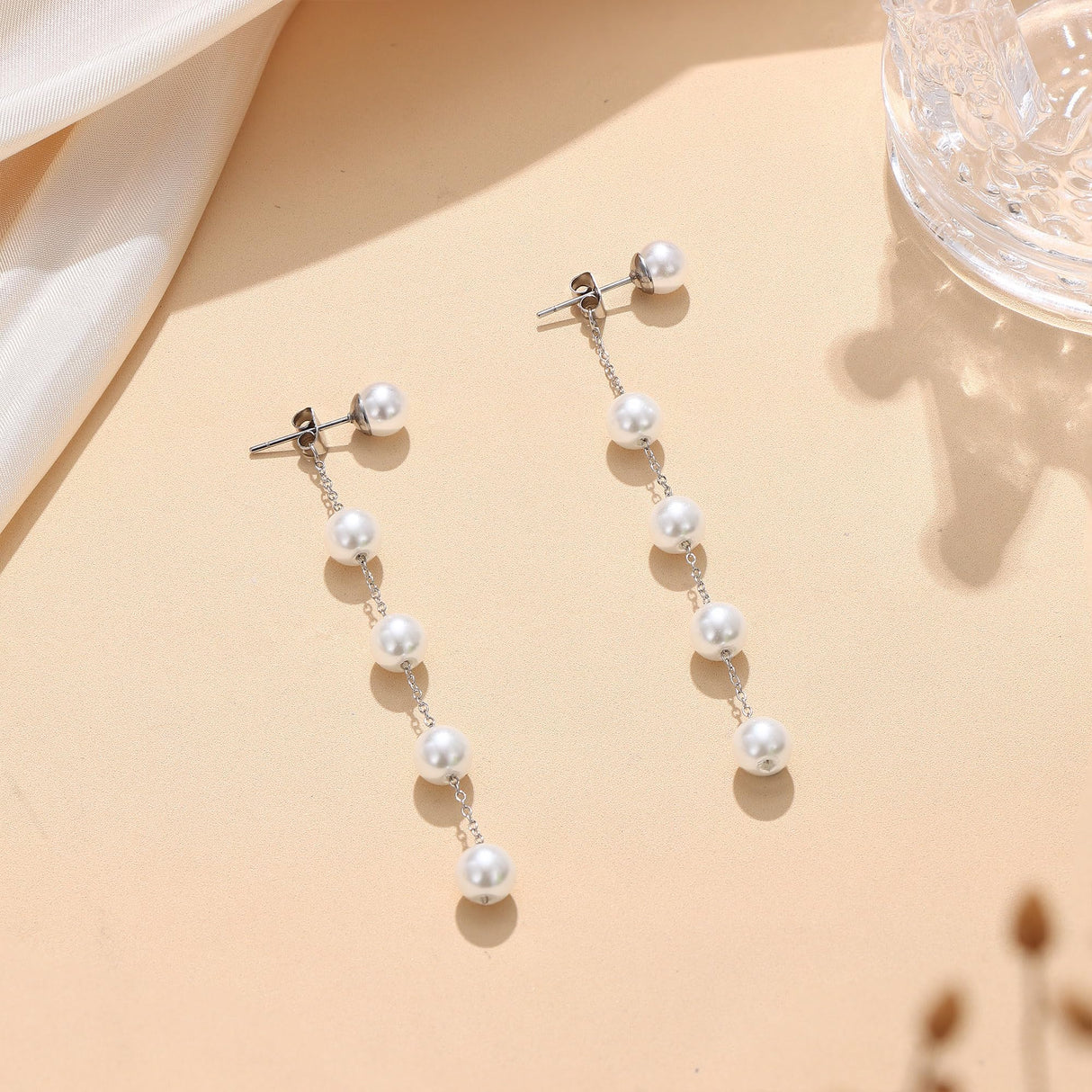 HAIAISO 8 Pairs Threader Dangle Earrings for Women 316L Stainless Steel Chain Tassel Earrings Lightweight Double Twist Wave Threader Drop Earrings Long Chain Earrings Set