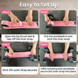 Hip Thrust Belt – Heavy Duty & Secure Glute Trainer with Non-Slip Rubber Extra Padding for Dumbbells, Kettlebells & Plates – Ideal for Gym, Home, & On-the-Go Workouts (Pink)