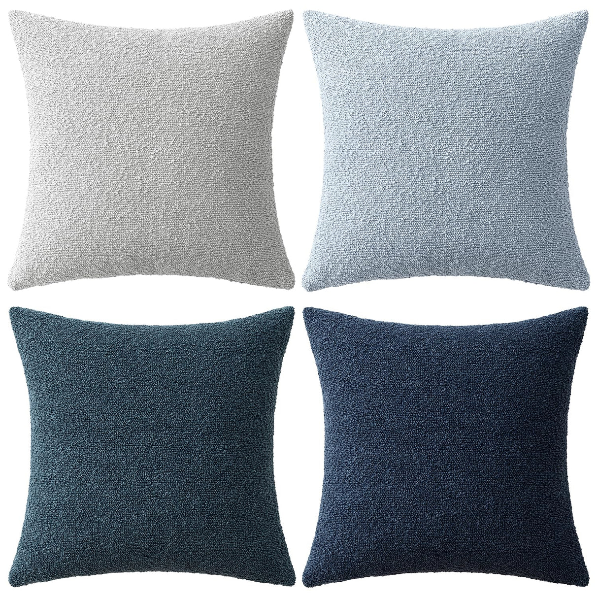 MIULEE Pack of 4 Decorative Textured Boucle Christmas Throw Pillow Covers 18x18 Inch Neutral Blue Accent Solid Pillow Cases Couch Cushion Covers for Modern Farmhouse Boho Bed Livingroom Home Decor