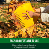 GardenHOME Leaf Scoops Hand Rakes, Large Leaf Grabbers for Yard Work and Garden Use, Clear and Collect Garden Rake, Leaf Scooper and Claws for Leaves, Lawn Debris, and Trash Cleanup, Yellow