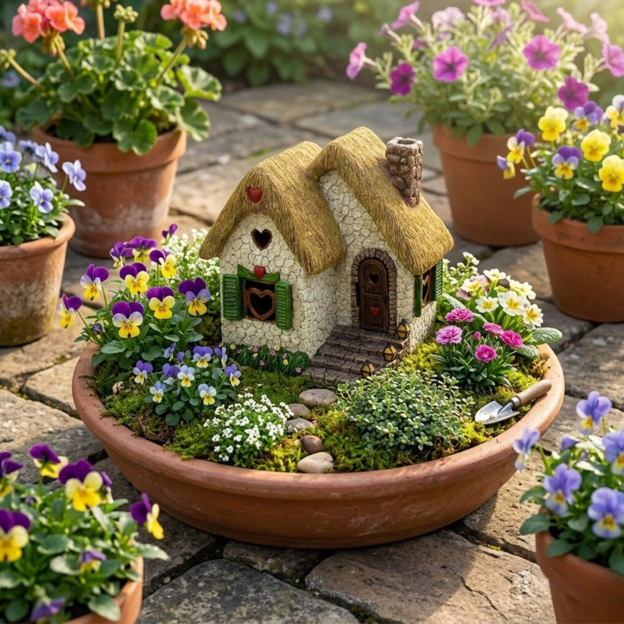 PRETMANNS Fairy Garden Houses for Outside – 7 Inch Fairy House with Opening Door – Miniature Fairy Garden Accessories Outdoor for Adults – Durable Fairy Village Décor