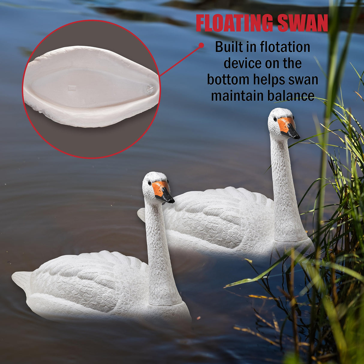 Galashield Swan Decoys for Geese | Large Floating Swan Decoy for Pool, Pond & Lake [2 Pack]