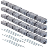 Beuta Landscape Edging | Garden Edging Border | Polyrock Bricks for Lawn Edging, Flower beds, Pathways & Yard Edging– 4 Packs | Each Section Has 6 Bricks 48" L x 4" W x 2.25" H | 12 Spikes |Greystone