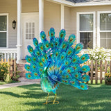 Autodaya 27.5" Metal Peacock Garden Statue with Spread Tail Yard Art