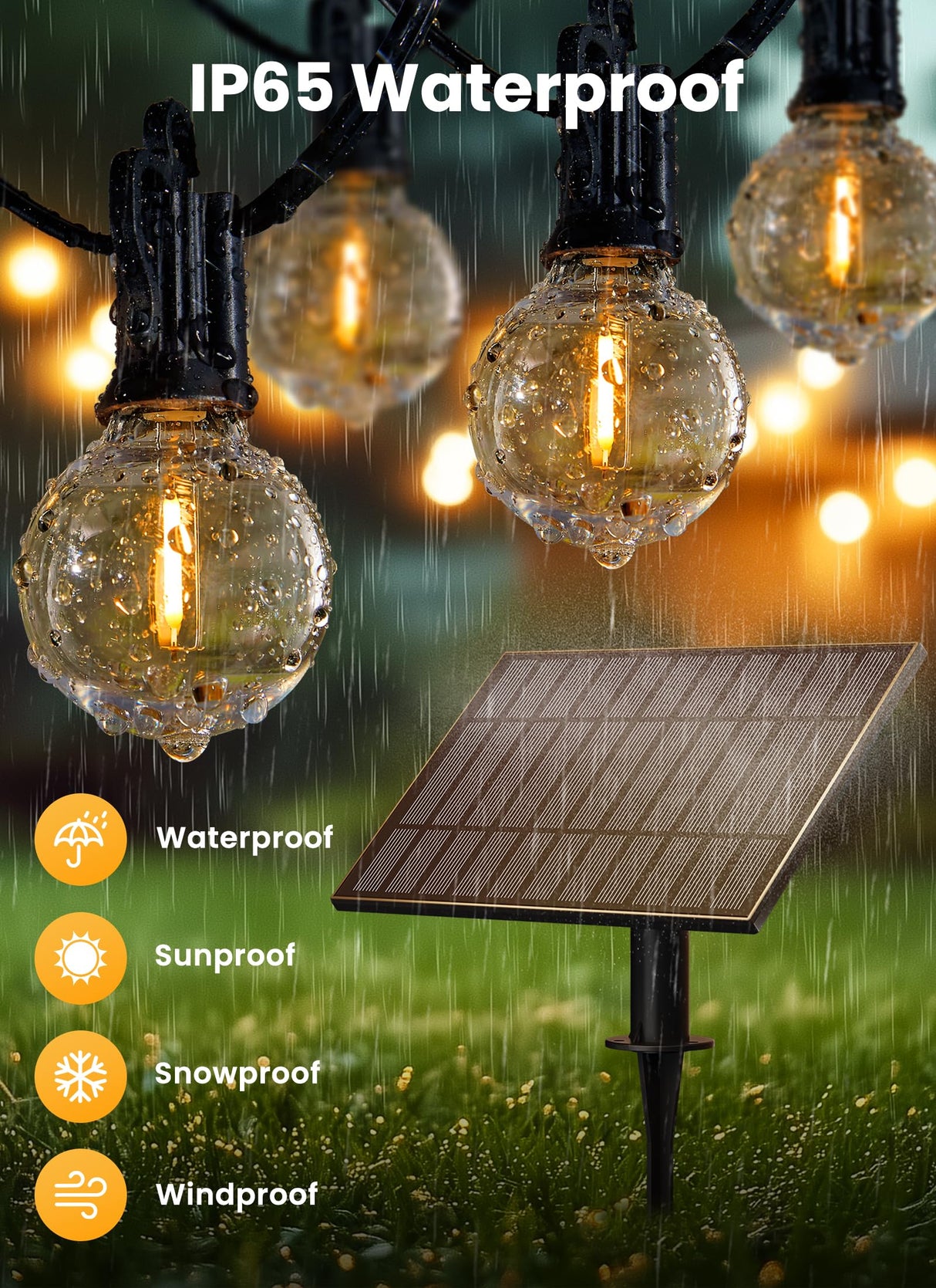 Brightown 58FT 26LED Solar String Lights Outdoor with Remote & USB Port, Shatterproof Bulbs, Dimmable & Timable, 3 Modes, Patio Lights Solar Powered with Mount Clips for Camping Backyard Garden Decor