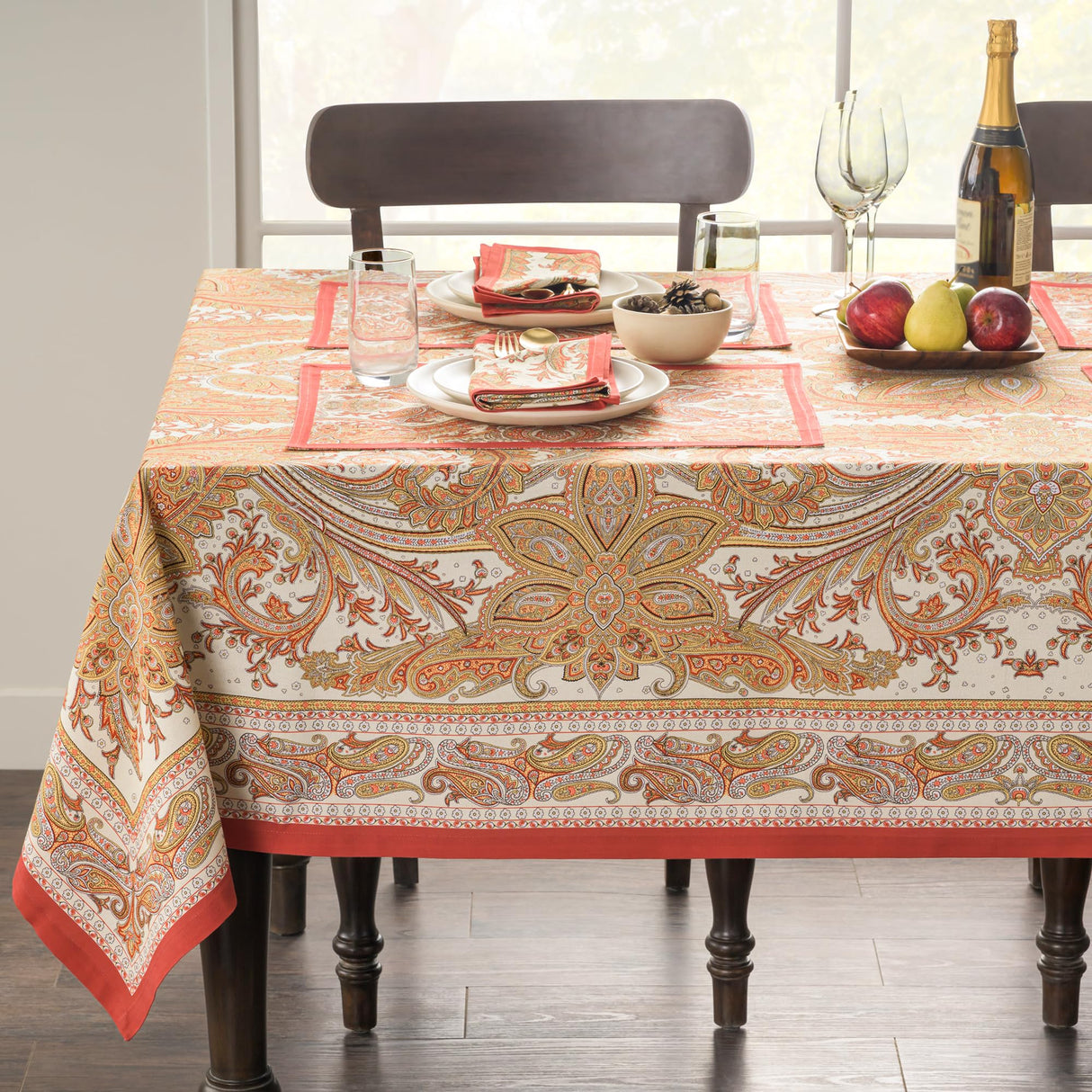 Maison d' Hermine Thanksgiving Tablecloth Kashmir Paisley 100% Cotton Tablecloth 60"x120" – Fall Harvest Dining & Holiday Décor, Washable Reusable Fabric Table Cover for Kitchen & Dining Room