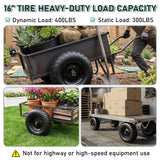 Upgraded 16" Flat Free Wheelbarrow Tire and Wheel, 4.80/4.00-8 Heavy Duty Solid Tire with 5/8" & 3/4" Bearings, 3"-7" Adjustable Hub - Universal for Wheelbarrows, Garden Trailer/Hand Truck - Black