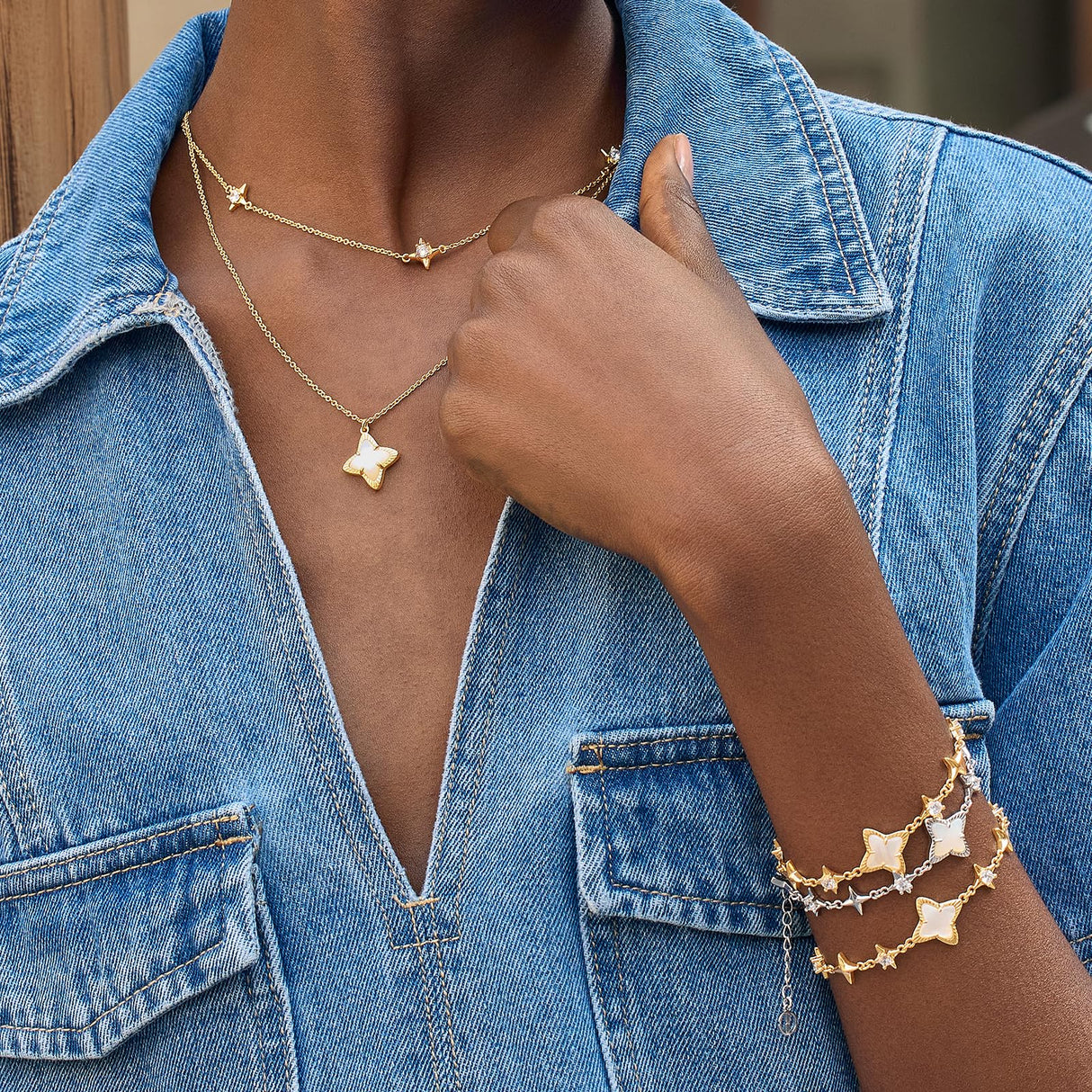Cicy Bell Womens Bracelets 18k Gold Plated Adjustable Chain Link