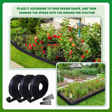 Sintuff 246 ft Garden Landscape Edging 2 Inch Tall Lawn Edging Border with 216 Anchoring Spikes Flexible Straight Top Garden Border Lawn Roll Kit(Black)