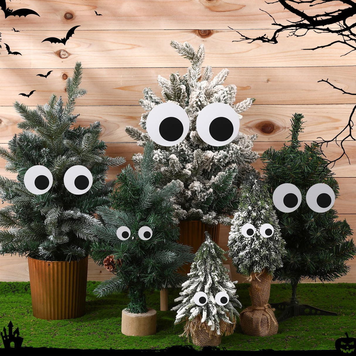 RoundFunny 44 Set 3 Sizes Halloween Bush Eye Decoration Bush Funny Eyes with Hooks for Halloween DIY Crafts Christmas Tree Outdoor Garden Lawn Decoration