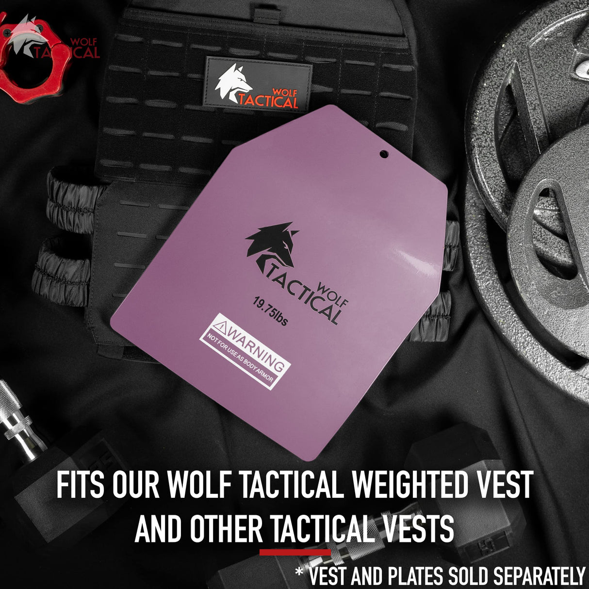 WOLF TACTICAL Curved Weight Vest Plates – 5.75/8.75/14.5LB Pairs – Contoured Ergonomic Fit – WODs, Strength Training, Running, Heavy Workouts (19.75LB Plates)