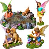 Mood Lab Fairy Garden Decor Figurines - Decorative Resin Pond Statues (5 Pieces) for Indoor & Outdoor Decor