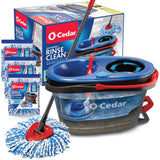 O-Cedar EasyWring RinseClean Microfiber Spin Mop & Bucket Floor Cleaning System with 3 Extra Refills, Plastic, Grey