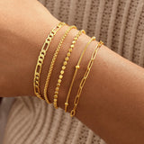 Striviio Gold Bracelets for Women, 14K Gold Plated Stackable Bracelet Stack Set Adjustable Charm Paperclip Chain Snake Link Layered Waterproof Jewelry Sets Gifts