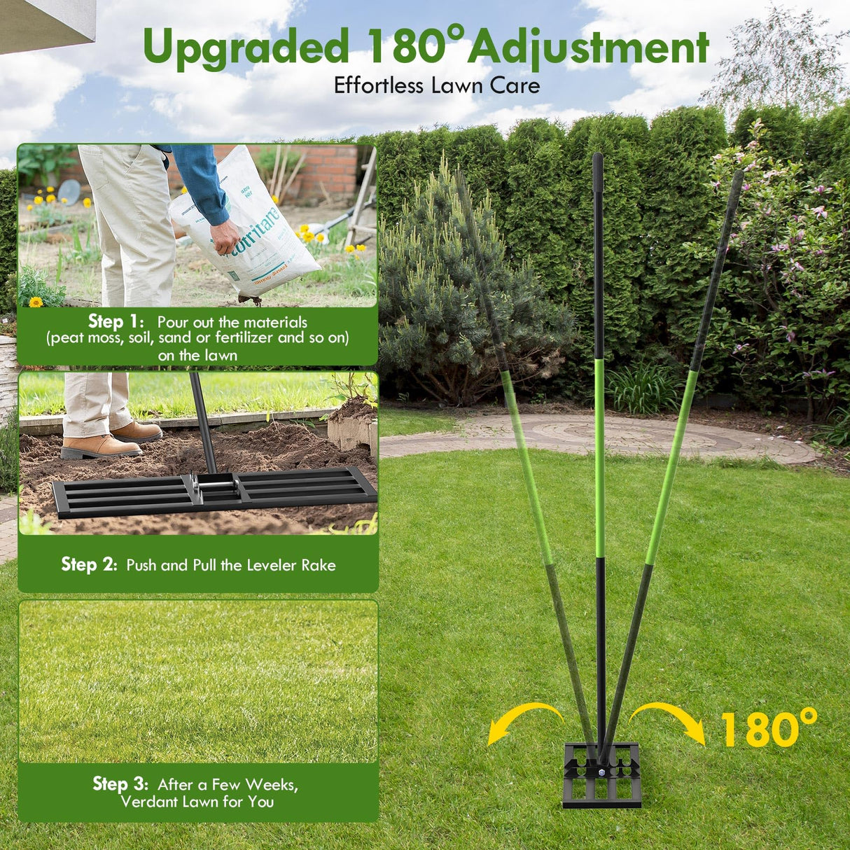 Seeutek Lawn Leveling Rake, 45" x 10" Heavy Duty Ground Leveler