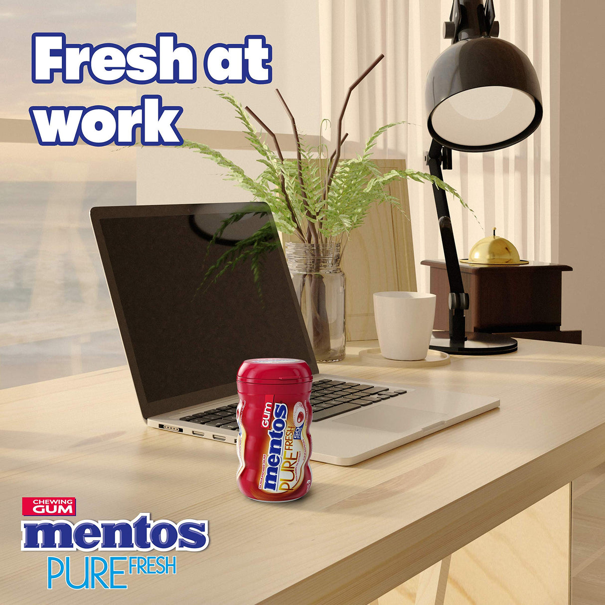 Mentos Pure Fresh Sugar-Free Chewing Gum with Xylitol, Cinnamon, Non Melting, 50 Piece Bottle