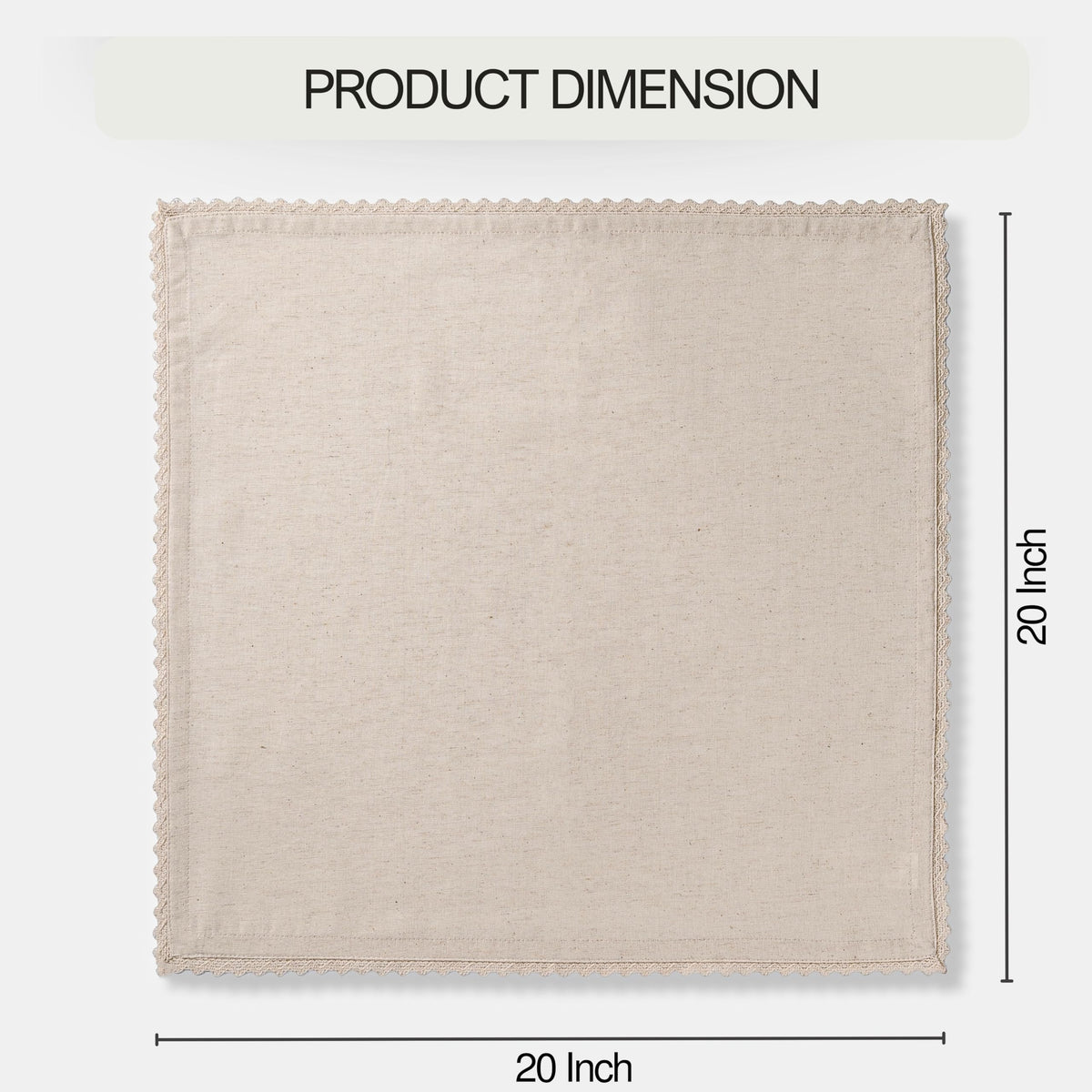 FINGERCRAFT Lace Cloth Napkins, Cotton Linen, 12 Pack, 20x20 Inch, Ivory