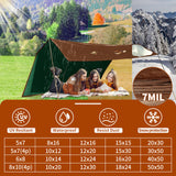 Tarp 5x7(4 Packs) ft 100% Waterproof 7mil Durable Grommets and Reinforced Edges,Uv Resistant,Green/Brown Tarp,Emergency Rain Shelter,Outdoor Cover and Camping Use -by MVPNET