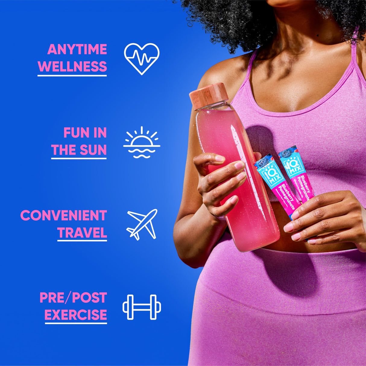 IQMIX Hydration Electrolyte Powder – 4-in-1 Formula for Hydration, Mental Clarity, Mood and Recovery – Sugar-Free Drink Mix, Keto, Magnesium L-Threonate, Lion’s Mane – 40 Count Blueberry Pomegranate