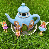 Mood Lab Miniature Garden Decor - Decorative Resin 7.1" H Teapot House Set (4 pcs) - Indoor & Outdoor Garden Decor