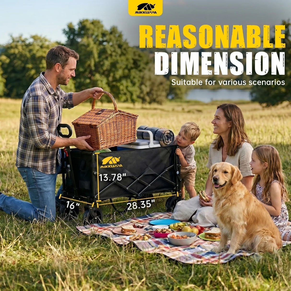MIKKUPPA Collapsible Wagon with Tailgate - Utility Wagon for Groceries
