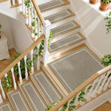 COSY HOMEER Soft Stair Treads 15pcs Non-Slip Carpet Mat 28inX9in Indoor Stair Runners for Wooden Steps,Stair Rugs for Kids and Dogs, 100% Polyester TPE Backing Beige