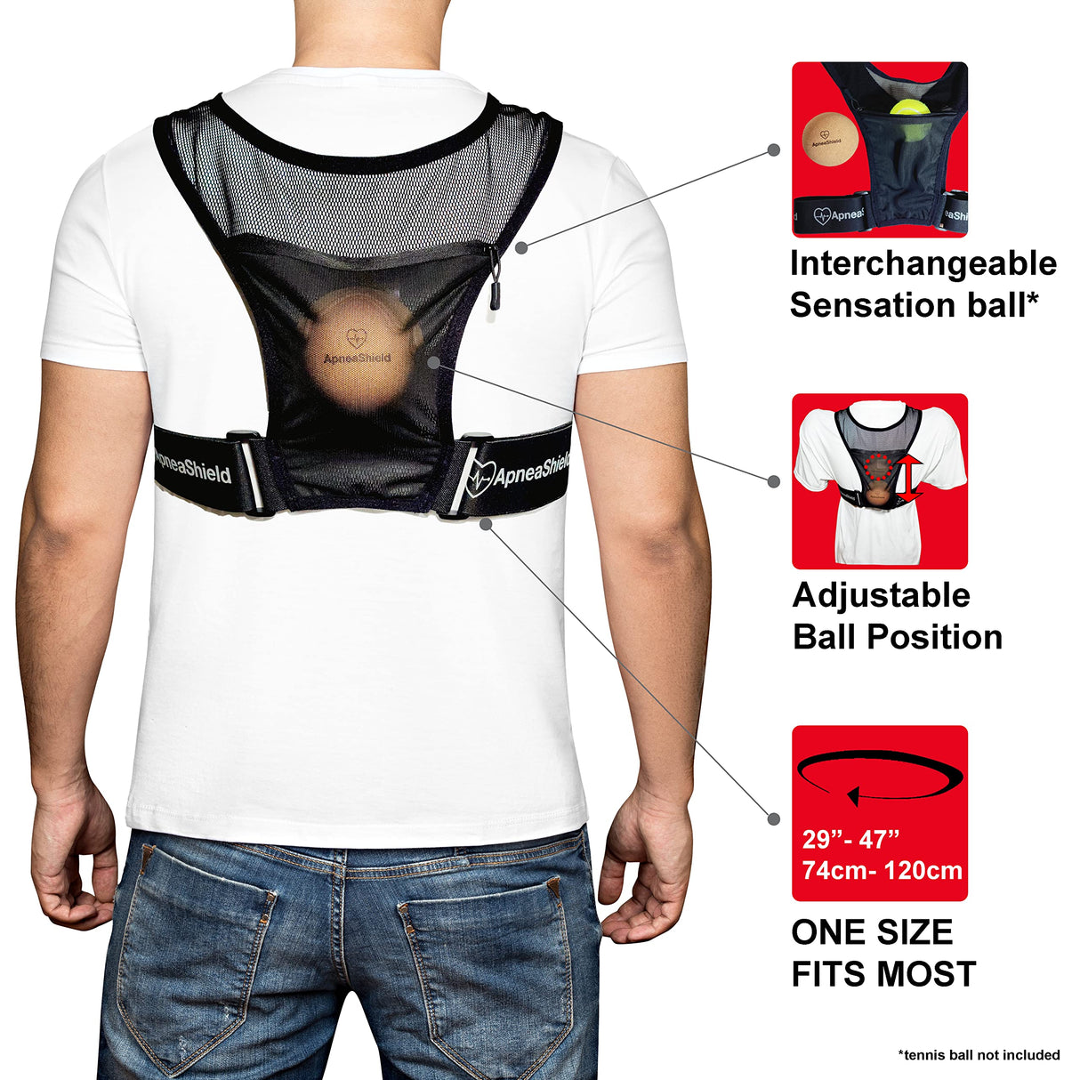 ApneaShield Sleep Position Trainer for Sleeping On Your Side | Side Sleep Trainer | Snore Stopper | Anti Snoring Device | Lightweight, Comfortable, Effective in Reducing Supine Sleep Time