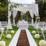 Landical 24ft Wooden Garden Pathway with Non Slip Surface Roll Out Boardwalk Walkways Road Floor Pathway Rustic Path Decorative Patio Pavers for Outdoor Garden Beach Wedding Party(Brown)