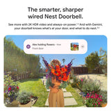 Google Nest Doorbell (Wired, 3rd Gen) - 2K Video and Gemini, Live View, Night Vision, 2-Way Audio - Works with Google Home - 2025 Model - Snow