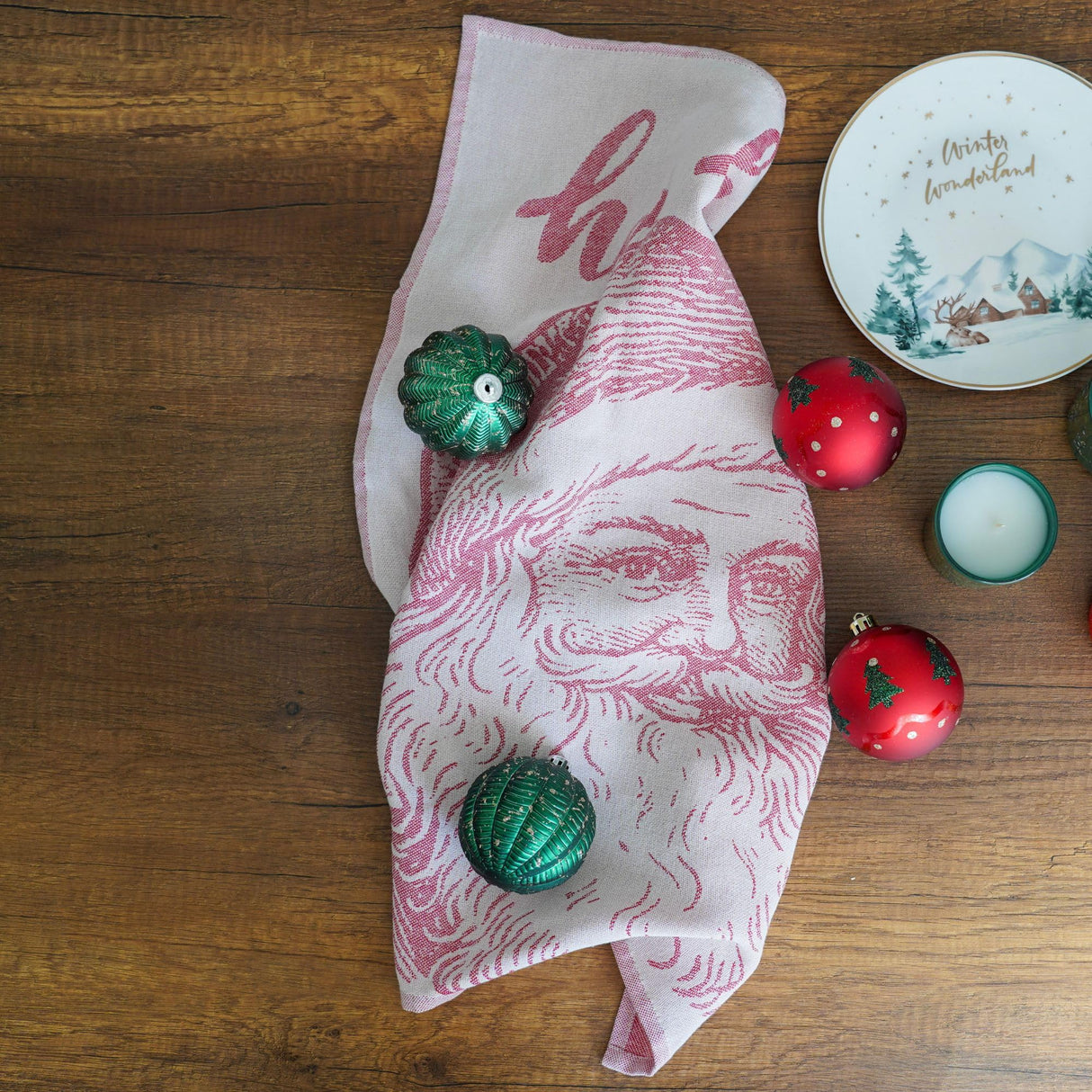 sea me at home Christmas Tea Towel Set of 4-100% Cotton Jacquard Kitchen Towels, Festive Dish Towels for Christmas Decor, Perfect Hostess Gift (Merry Christmas)