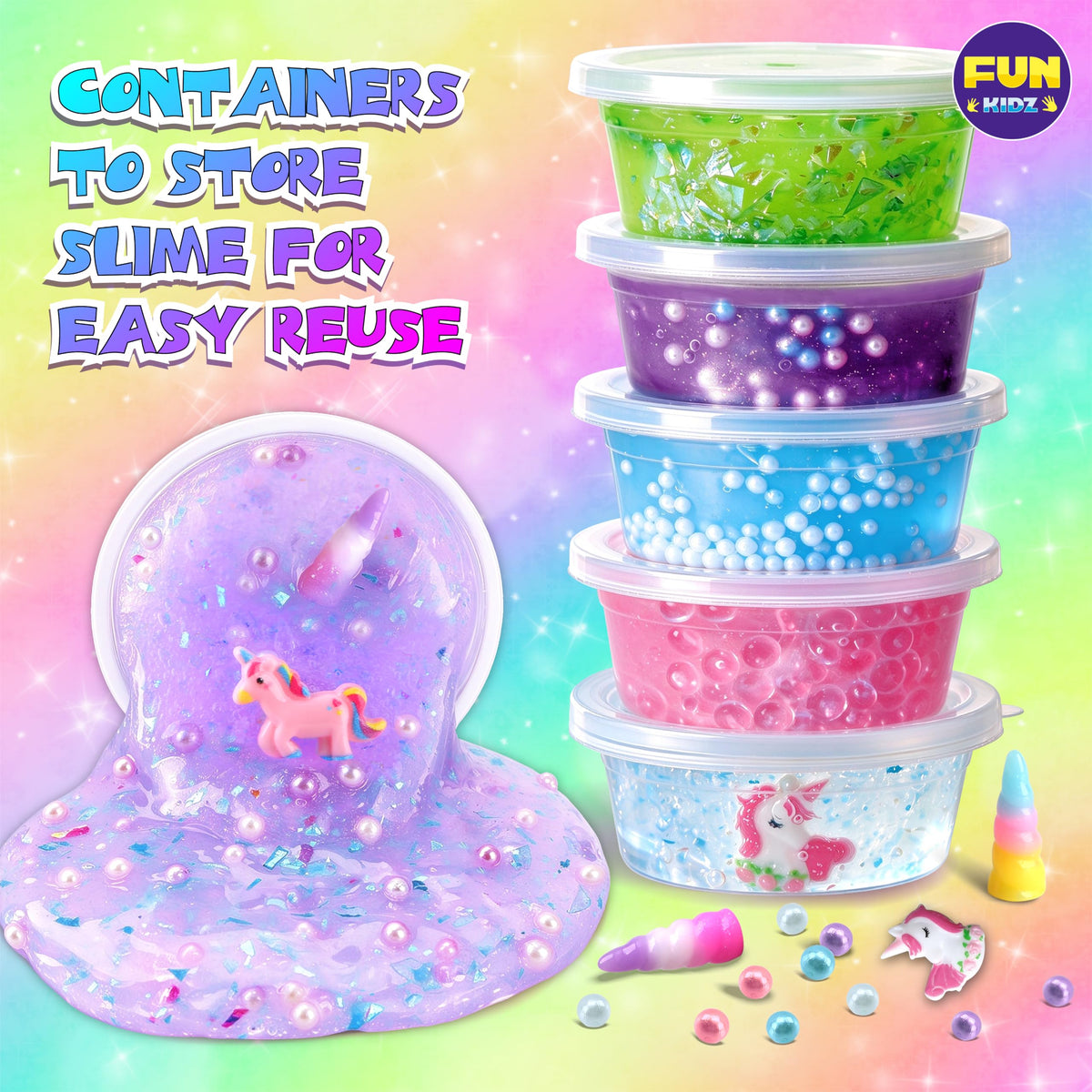 Fluffy Unicorn Slime Kit for Girls, FunKidz Cloud Slime Gift for Ages 6+ Kids Fun Slime Making Kit Awesome Craft Toy Birthday Present Ideas