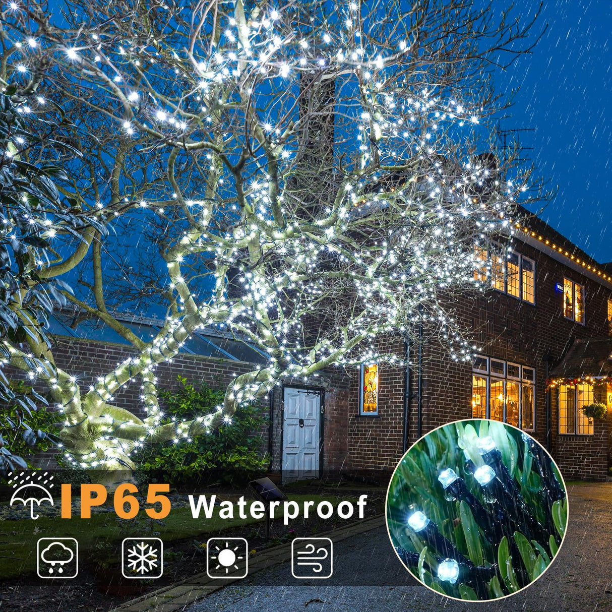 XmasBokeh 2 Pack Solar Christmas Lights, 158FT 480 LED String Lights for Outside Waterproof, 8 Modes Solar Powered Outdoor Lights for Backyard Patio Tree Party Garden Decoration, White