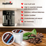 HealthWise Low Acid Unflavored Decaf, Chemical Free SW Process, 99.9% Caffeine Free, Medium Roast - 12 count (Pack of 1)