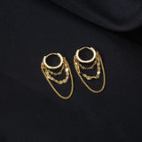Reffeer Solid 925 Sterling Silver Chain Drop Earrings Hoop for Women Teen Girls Hoop Earrings Tassel Chain Huggie Dangle Earrings (B-18K Gold Plated)