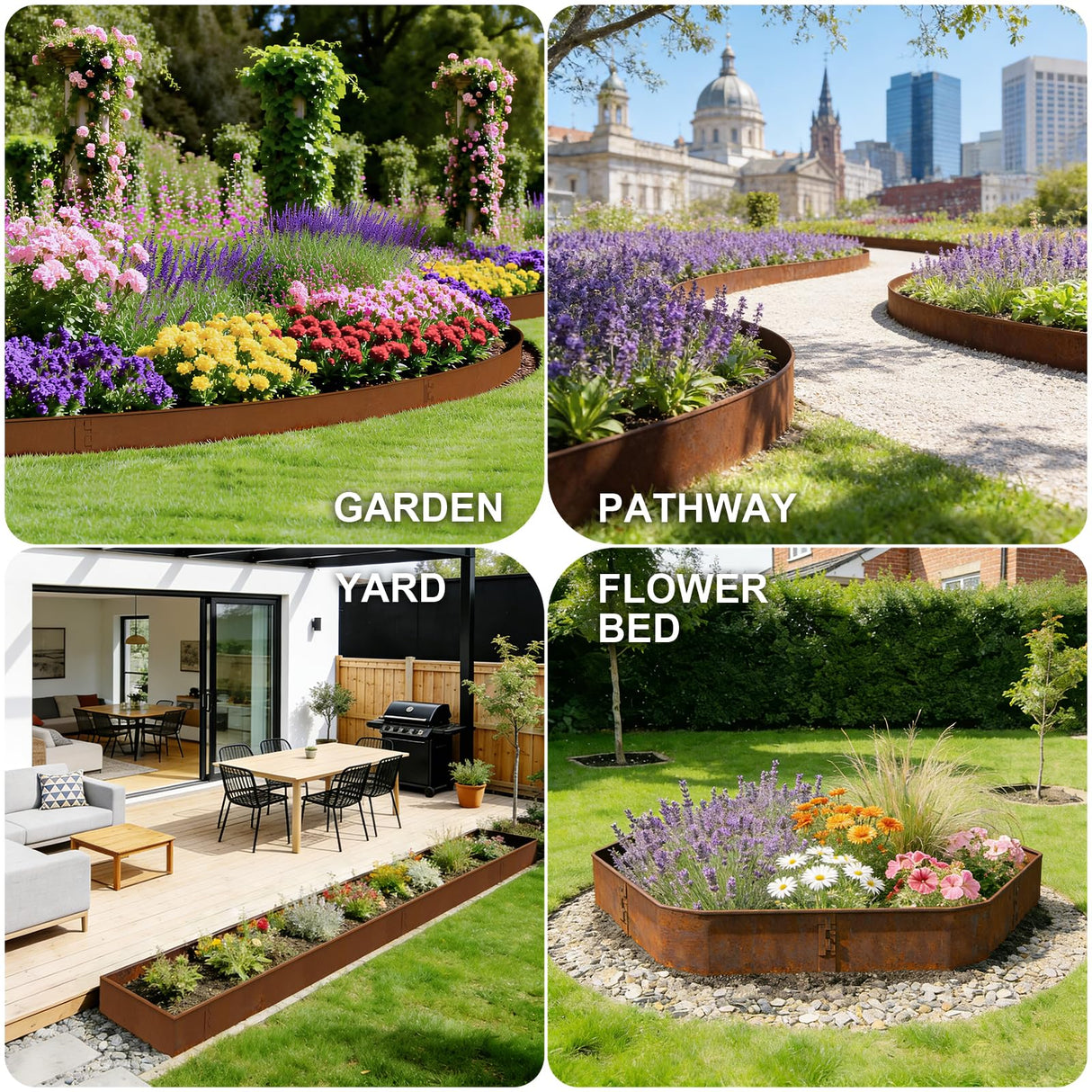 Gabviem 8 Inch Cor Ten Steel Landscape Edging Kit – Metal Garden Border