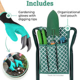Garden Kneeler And Seat - Protects Your Knees, Clothes From Dirt & Grass Stains - Foldable Stool For Ease Of Storage - EVA Foam Pad - Sturdy and Lightweight - Bench Comes With A Free Tool Pouch!