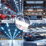 BBOUNDER 4 Pack Linkable LED Utility Shop Light, 4400 LM, Super Bright 6500K Cool Daylight, 4 FT Integrated Fixture for Garage, 40W Equivalent 250W, Surface + Suspension Mount, Black