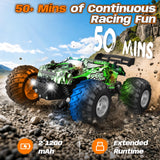 Remote Control Car All-Terrain 1:18 Rc Car with LED Lights 2 Batteries