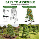 50"x17" Heavy Duty Metal Garden Trellis - Rust-Proof A-Frame Cucumber Trellis with High-Density Rhombus SteelGrats for Climbing Plants, Tomatoes & Raised Beds, Outdoor Use (2 Pack)