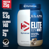 Dymatize Elite 100% Whey Protein Powder, Cookies & Cream, 25g of Protein, 5.5g BCAAs, Less Than 140 Cal., Gluten Free, 3g Carb, 2g Sugar, 3g Fat (25 Servings)