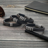 Personalized Custom Name Bracelets for Men - Mens Leather Bracelet with 2-5 Kids Names Customized Gifts for Dad Husband Son (2 names)